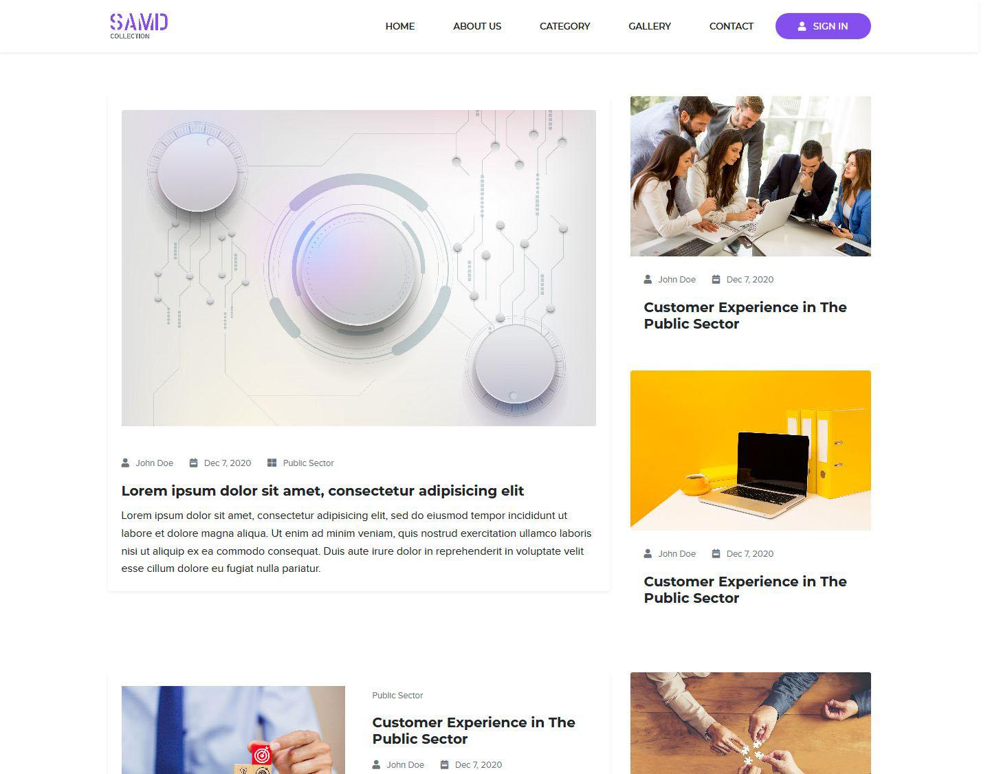 SAMD - Blog / News Responsive Template